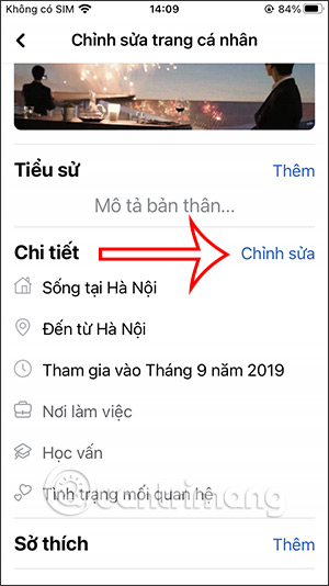 Chỉnh sửa chi tiết cá nhân