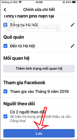 Hiện số người theo dõi Facebook