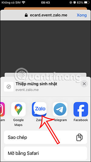 Mở link trong Zalo 