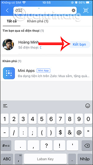 Kết bạn Zalo qua số điện thoại 