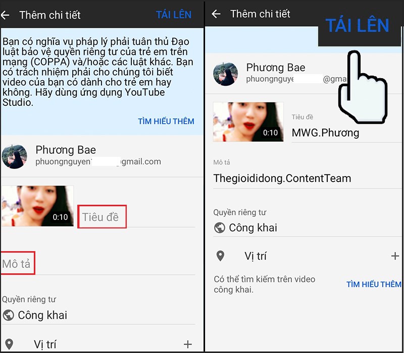 Tải Video lên Youtube